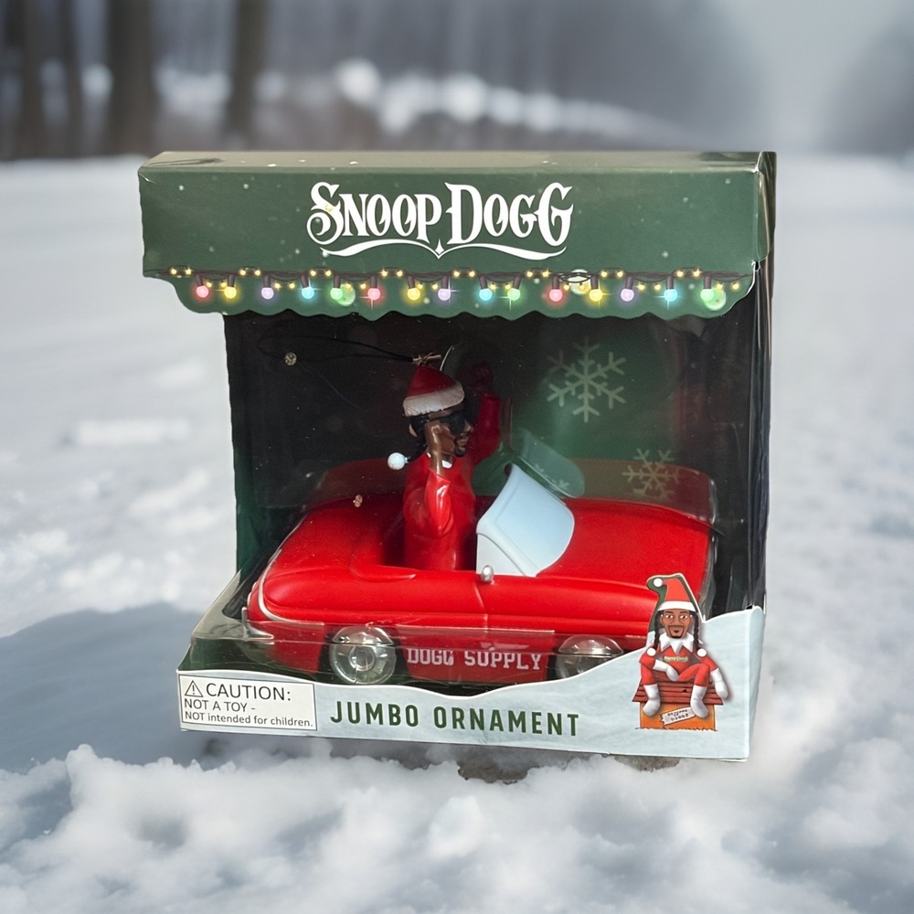 Snoop Dogg On The Stoop Jumbo Ornament Red Impala with Santa Hat/Christmas